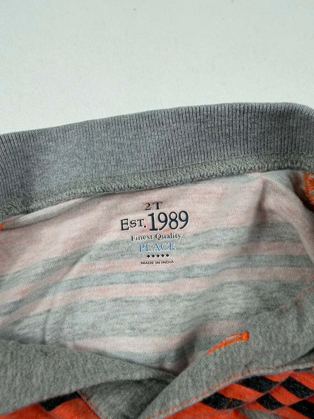 The Children's Place Boys Short Sleeve Striped Polo Shirt Orange Gray Size 2T